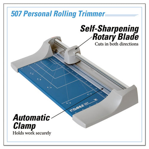 Rolling/rotary Paper Trimmer/cutter, 7 Sheets, 12" Cut Length, Metal Base, 8.25 X 17.38