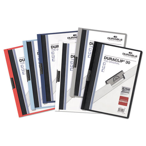 Duraclip Report Cover, Clip Fastener, 8.5 X 11, Clear/graphite, 25/box