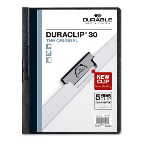 Duraclip Report Cover, Clip Fastener, 8.5 X 11, Clear/black, 5/pack