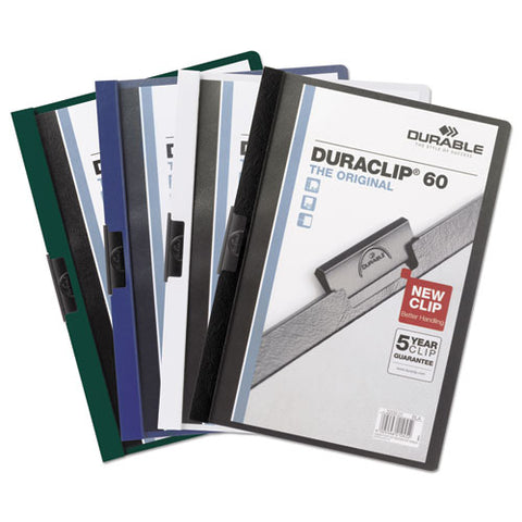 Duraclip Report Cover, Clip Fastener, 8.5 X 11, Clear/black, 25/box