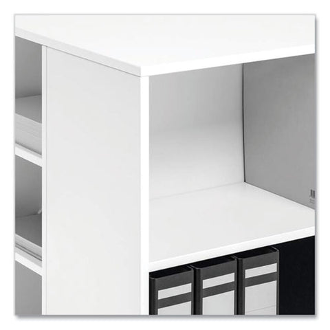 Flexible Multi-functional Cart For Office Storage, Wood, 6 Shelves, 20.79 X 23.31 X 29.45, White