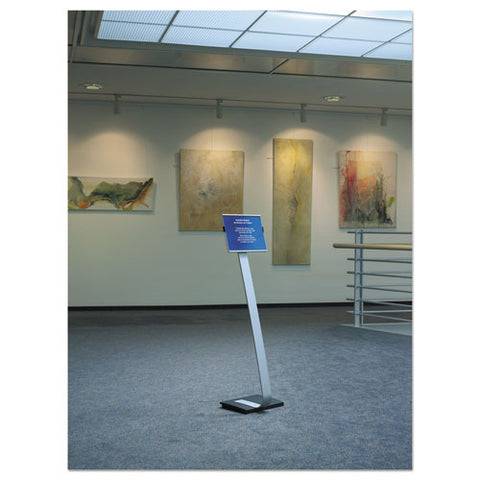 Info Sign Duo Floor Stand, Letter-size Inserts, 15 X 46.5, Clear