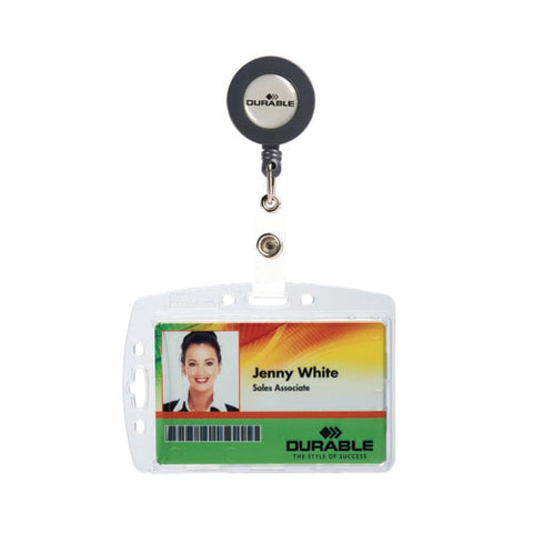 Id/security Card Holder Set, Vertical/horizontal, Reel, Clear, 10/pack