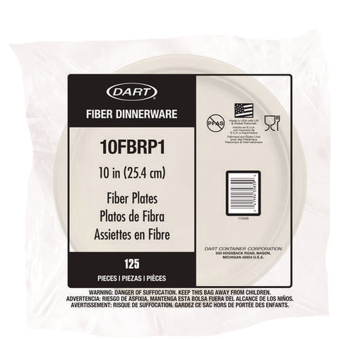 Compostable Fiber Dinnerware, Proplanet Seal, Plate, Paper, 10.2" Dia, Natural, 500/carton