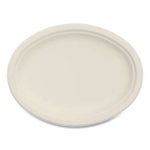 Compostable Molded Fiber Dinnerware, Proplanet Seal, Platter, 10" Diameter, Natural, 500/carton