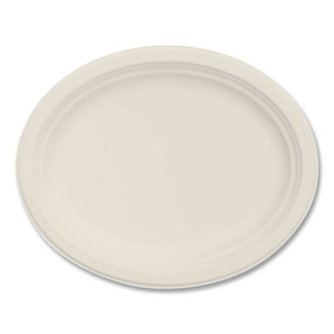 Compostable Molded Fiber Dinnerware, Proplanet Seal, Platter, 12" Diameter, Natural, 500/carton