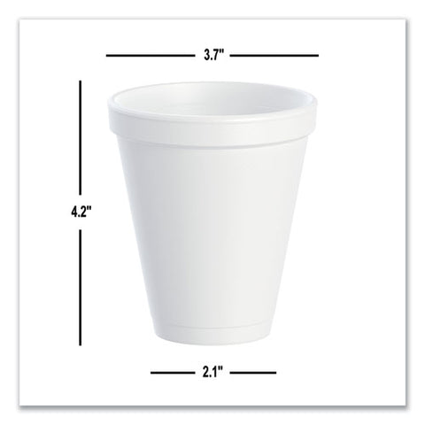 Foam Drink Cups, 12 Oz, Squat, White, 1,000/carton