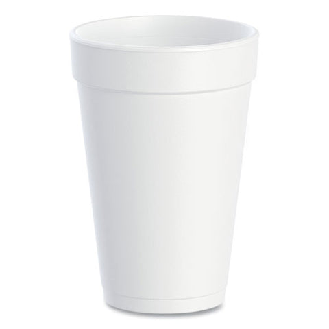 Foam Drink Cups, 16 Oz, White, 20/bag, 25 Bags/carton