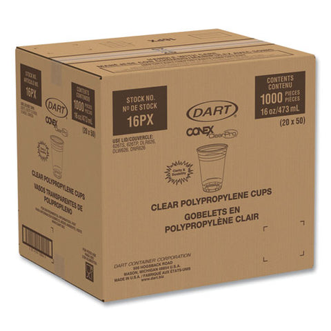 Conex Clearpro Plastic Cold Cups, 16 Oz, Clear, 50/pack, 20 Packs/carton