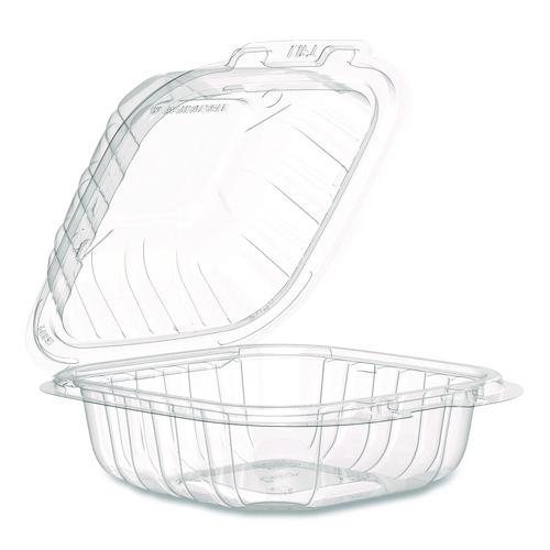 Microwaveable Hinged Containers, 6.31 X 6.31 X 3, Clear, Plastic, 300/carton
