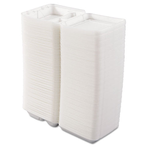 Foam Hinged Lid Containers, 3-compartment, 7.5 X 8 X 2.3, White, 200/carton