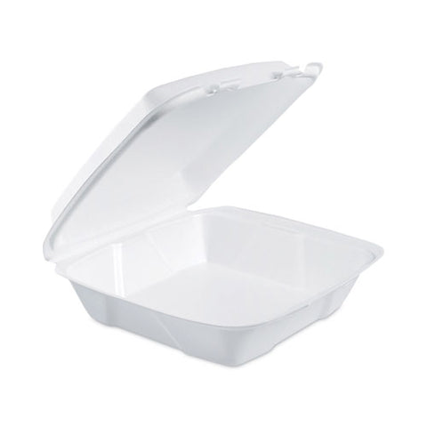 Insulated Foam Hinged Lid Containers, 1-compartment, 9.01 X 9.4 X 3, White, 100/pack, 2 Packs/carton