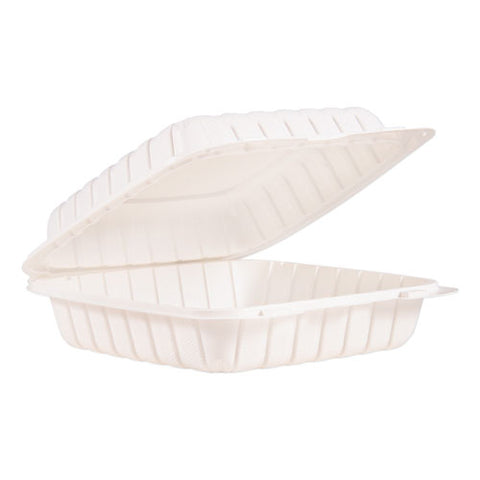 Hinged Lid Containers, Single Compartment, 9 X 8.8 X 3, White, Plastic, 150/carton