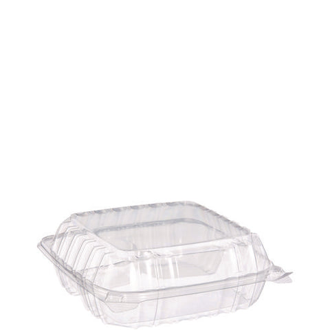 Clearseal Hinged-lid Plastic Containers, 8.25 X 8.25 X 3, Clear, Plastic, 125/pack, 2 Packs/carton