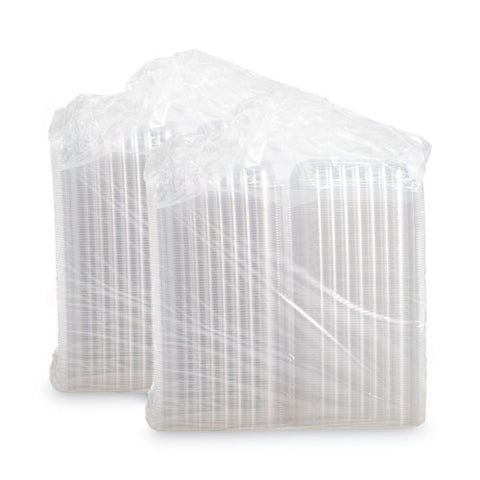 Clearseal Hinged-lid Plastic Containers, 9.3 X 8.8 X 3, Clear, Plastic, 100/bag, 2 Bags/carton