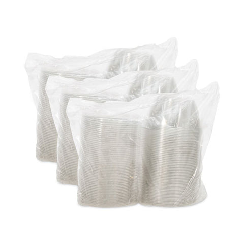 Tamper-resistant, Tamper-evident Bowls With Flat Lid, 32 Oz, 7" Diameter X 3.2"h, Clear, Plastic, 150/carton