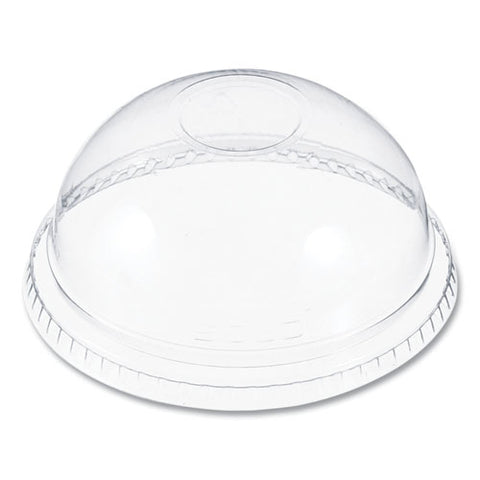 Plastic Dome Lid, No-hole, Fits 9 Oz To 22 Oz Cups, Clear, 100/sleeve, 10 Sleeves/carton