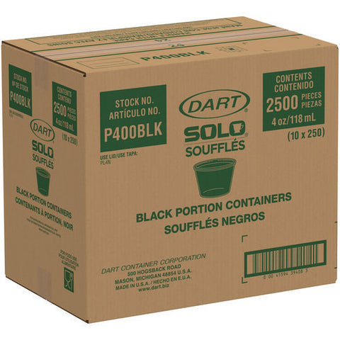 Polystyrene Portion Cups, 4 Oz, Black, 250/bag, 10 Bags/carton