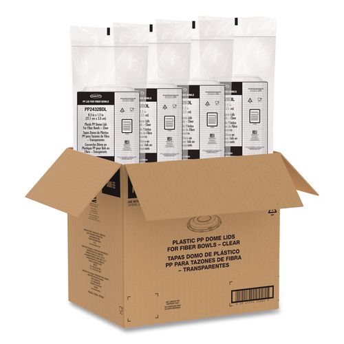 Dome Covers And Lids, For 24 Oz To 32 Oz Containers, 8.28" Diameter X 1.16"h, Clear, 300/carton