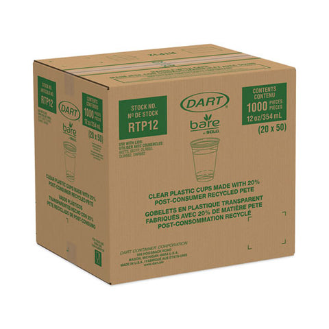 Bare Eco-forward Rpet Cold Cups, Squat, 12 Oz To 14 Oz, Leaf Design, 50/pack, 20 Packs/carton