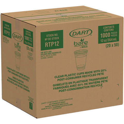 Bare Eco-forward Rpet Cold Cups, Squat, 12 Oz To 14 Oz, Leaf Design, 50/pack