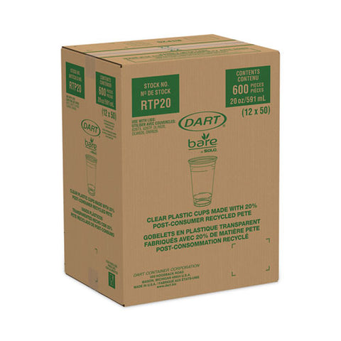 Bare Eco-forward Rpet Cold Cups 20 Oz, Plastic, Leaf Design, 50/pack, 12 Packs/carton