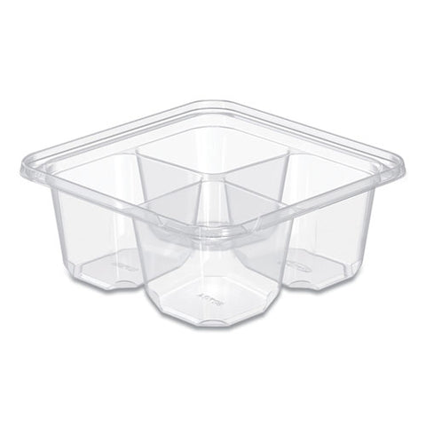 Tamperguard Snack Boxes, 4 Compartments, 6.3 X 6.3 X 2.6, Clear, Plastic, 300/carton