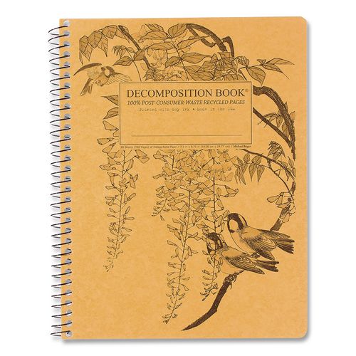 Spiral Composition Book, Medium/college Rule, Leafy Perch, (80) 9.75 X 7.5 Sheets