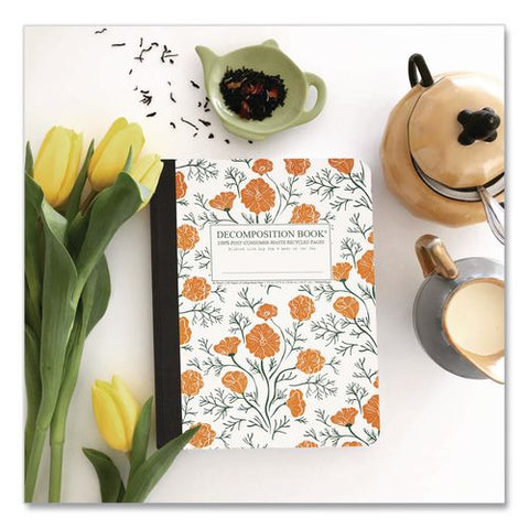 Sewn Composition Book, Medium/college Rule, California Poppies, (80) 9.75 X 7.5 Sheets