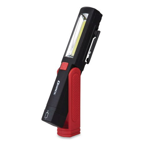Cob Pocket Work Light Flashlight, 3 Aaa Batteries (included), Red/black