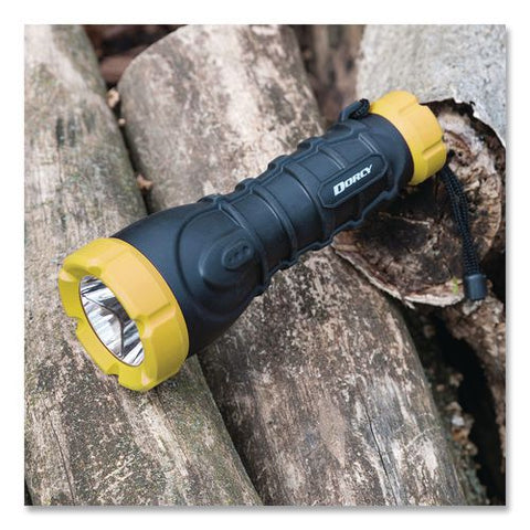 Durable Rubber Flashlight, 3 Aa Batteries (included), Black/yellow