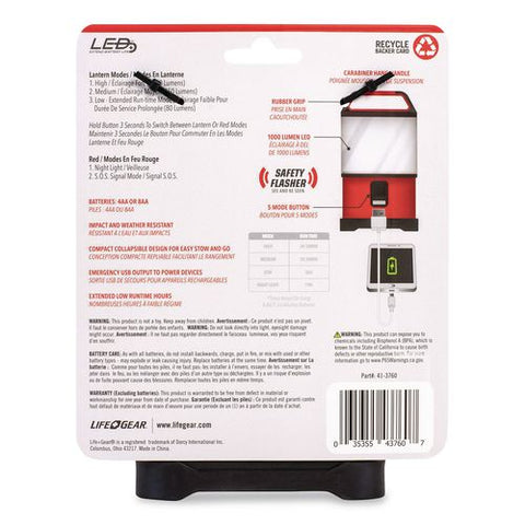 Lifegear Stormproof Stow Away Lantern, 4 Aa Batteries (included), Red