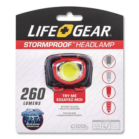 Lifegear Storm Proof Headlamp, 3 Aaa Batteries (included), Black/red