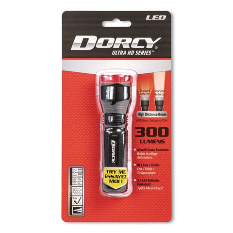 Ultra Hd Aluminum Flashlight, 3 Aaa Batteries (included) Black