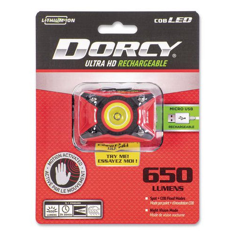 Ultra Hd Cob Motion Headlamp, Rehargeable Lithium Ion Battery (included), Red/black