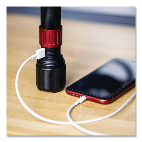 Rechargeable Ultra Hd Flashlight With Power Bank, Rechargeable Lithium Ion Battery (included), Black