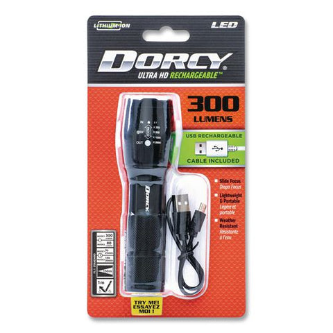 Ultra Hd Rechargeable Aluminum Flashlight, Rechargeable Lithium Ion Battery (included), Black