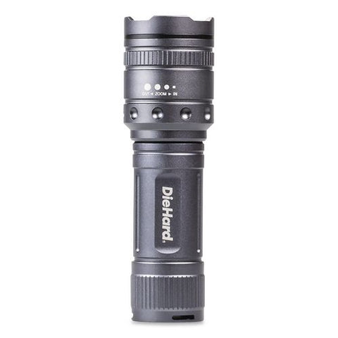 Diehard Twist Focus Aluminum 1,500 Lumen Flashlight, 4 Aaa Batteries (included), Gray