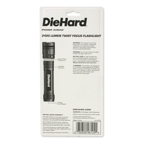 Diehard Twist Focus 3,000 Lumen Aluminum Flashlight, 9 Aa Batteries (included), Gray