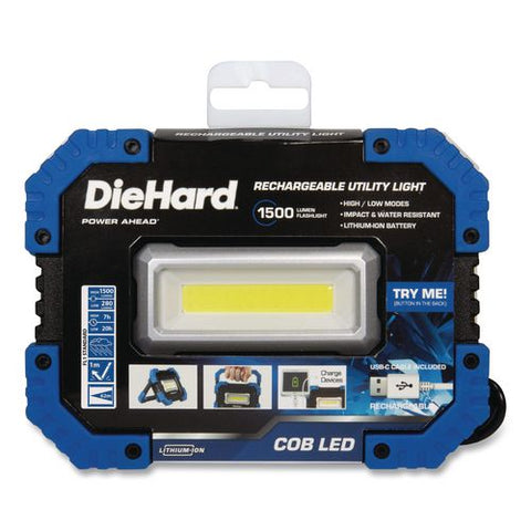 Diehard Rechargeable Utility Work Light With Power Bank, Lithium Ion Rechargeable Battery (included), Black/blue