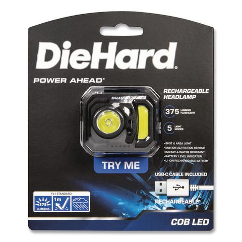 Diehard Usb-c Rechargeable Motion Sensor Headlamp, Rechargeable Lithium Ion Battery (included), Black