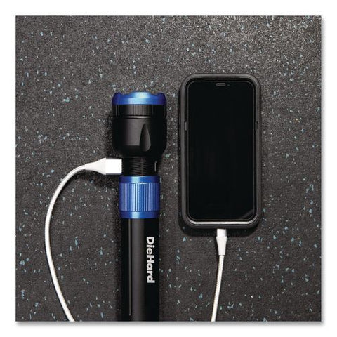 Diehard Usb-c Rechargeable Aluminum Flashlight And Power Bank, Black