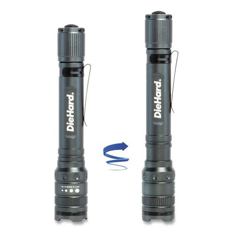 Diehard Aluminum 270 Lumen Twist Focus Flashlight With Pocket Clip, 2 Aa Batteries (included), Black
