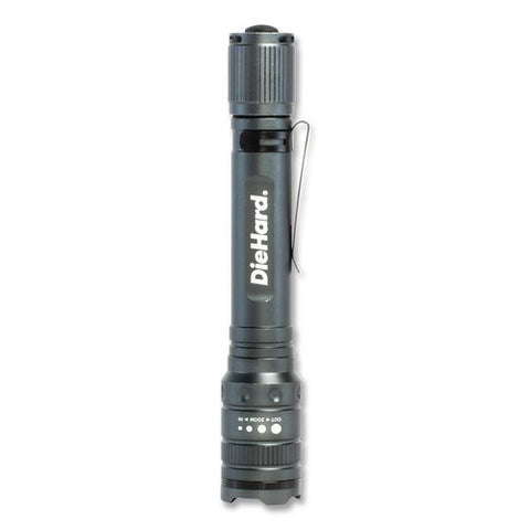 Diehard Aluminum 270 Lumen Twist Focus Flashlight With Pocket Clip, 2 Aa Batteries (included), Black