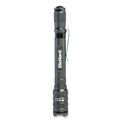 Diehard Aluminum 180 Lumen Twist Focus Flashlight With Pocket Clip, 2 Aa Batteries (included), Black