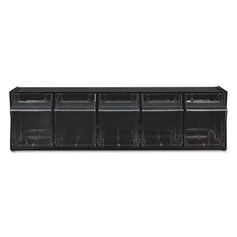 Tilt Bin Interlocking Multi-bin Storage Organizer, 5 Sections, 23.63" X 5.25" X 6.5", Black/clear