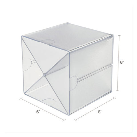 Stackable Cube Organizer, X Divider, 4 Compartments, Plastic, 6 X 7.2 X 6, Clear