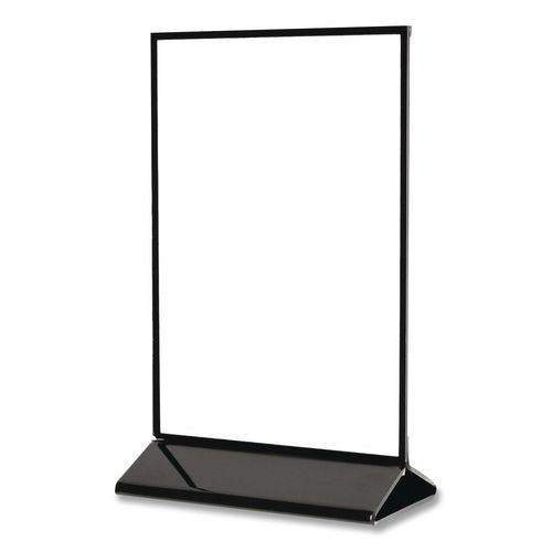 Tabletop Sign And Menu Holder, 5 X 7 Insert, Clear With Black Frame