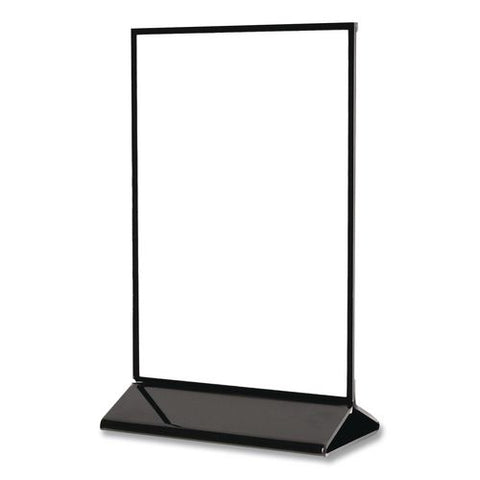 Tabletop Sign And Menu Holder, 5 X 7 Insert, Clear With Black Frame