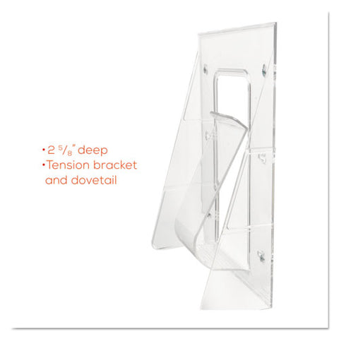 Stand-tall Wall-mount Literature Rack, Leaflet, 4.56w X 3.25d X 11.88h, Clear